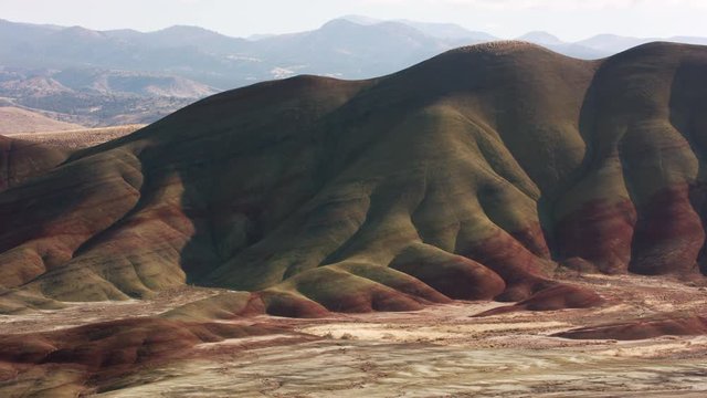 Tracking shot of Painted Hills in Wheeler County, Oregon.