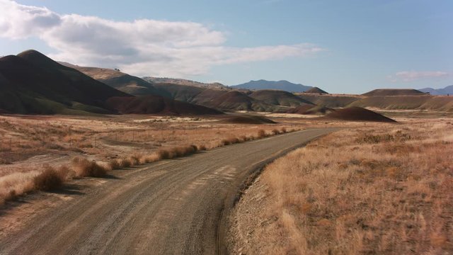 Tracking shot of Painted Hills in Wheeler County, Oregon.