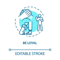 Be loyal concept icon. Friendship relationships and social skills advice. Being faithful and trustworthy idea thin line illustration. Vector isolated outline RGB color drawing. Editable stroke