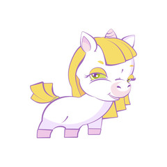 Cute little blonde girl white unicorn