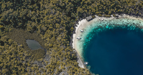 Aerial view of Coron island in Palawan, Philippines