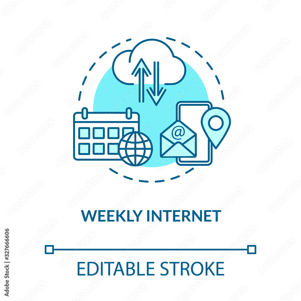 Poster weekly internet turquoise concept icon. wireless connection. network coverage. mobile application. r