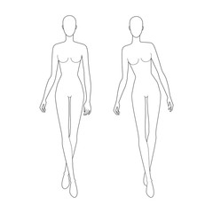 Fashion template of walking women. 