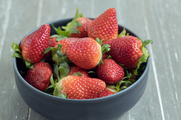 Close-up of a bowl of strawberries