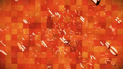 Broadcast Hi-Tech Flying English Alphabets, Golden, Abstract, 3D, Loopable, 4K - Powered by Adobe