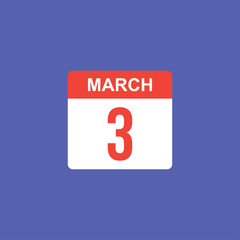 calendar - March 3 icon illustration isolated vector sign symbol