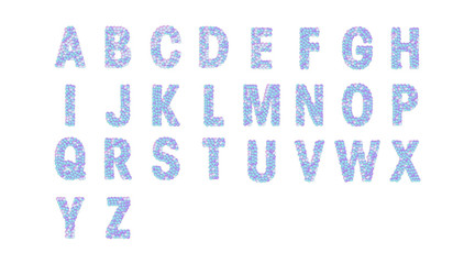 Sequins alphabet typography. Isolated glitter font decoration. Colorful sequins vector background. Luxury elements.