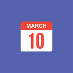 Fototapeta na wymiar calendar - March 10 icon illustration isolated vector sign symbol