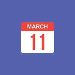Fototapeta na wymiar calendar - March 11 icon illustration isolated vector sign symbol