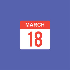 calendar - March 18 icon illustration isolated vector sign symbol