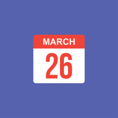 calendar - March 26 icon illustration isolated vector sign symbol