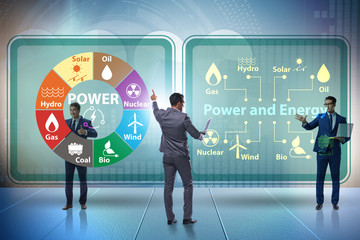 Energy mix concept with businessman