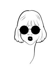 Fashion monochrome design sketch woman in style pop art