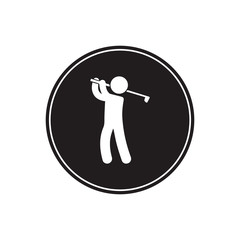 Golf poster. Golfer swing on golf course