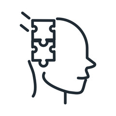 alzheimers disease neurological brain think puzzles line style icon