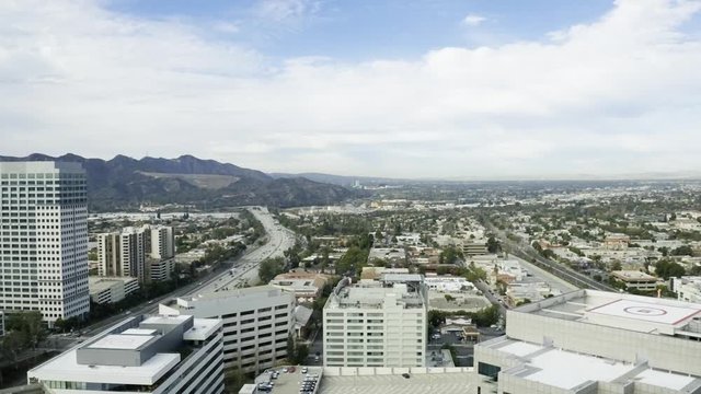 Glendale cityscape in California, wide aerial