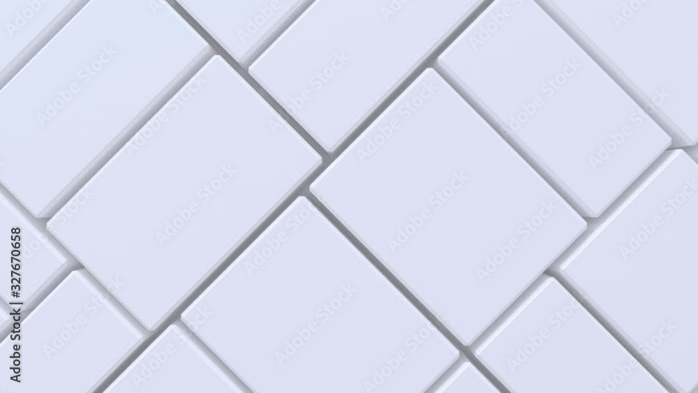 Poster abstract background with white moving cubic surface. geometric concept with scaling adaptive blocks.