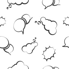 Vector seamless pattern with empty white bubble speech and thought. Cartoon pop art and comic backgrounds. Design for web page backgrounds, fabric, wallpaper, textile and decor	