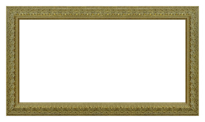 Panoramic wooden frame for paintings, mirrors or photo isolated on white background