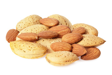 almond isolated on white background. Nuts on white background.