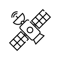 Space satellite line icon, concept sign, outline vector illustration, linear symbol.