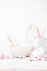 Easter  Baking background.Kitchen utensils