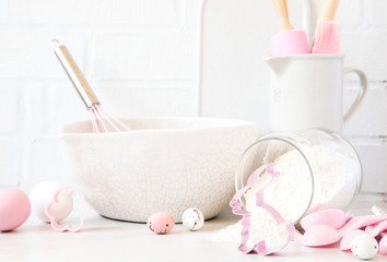 Obraz na płótnie Canvas Easter Baking background.Kitchen utensils