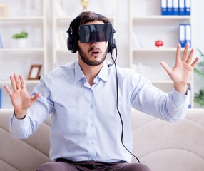 Student gamer playing games at home