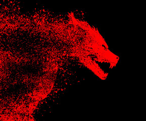 Werewolf/Dogman in bloody silhouette