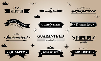 Retro Banner And Ribbon Design Elements. Retro Banners And Labels In Vintage Style Isolated On Gray Background. Vector Set For Ribbon Logo, Label, Banner And Sticker. Icons for Badge, Stamp And Seal