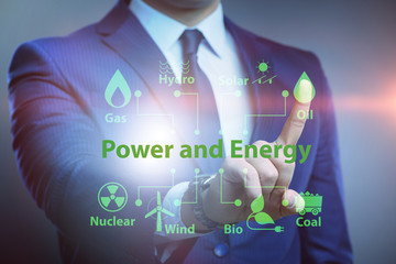 Energy mix concept with businessman