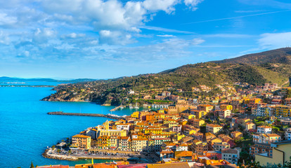 Porto Santo Stefano village, harbor view. Argentario, Tuscany, Italy