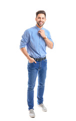 Fototapeta premium Handsome young man on white background