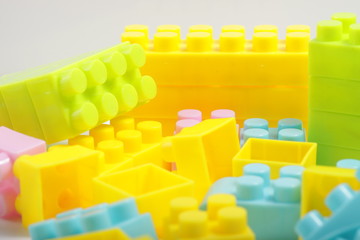 Fototapeta premium multi color plastic bricks toys for kids