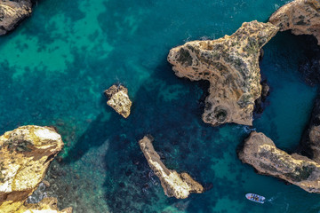 Fototapeta na wymiar Aerial view of Ponta da Piedade in Algarve in Portugal
