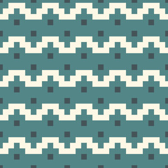 Chakana inca crosses seamless pattern. Ethnic embroidery print. Ornamental folk wallpaper. Native american ornament