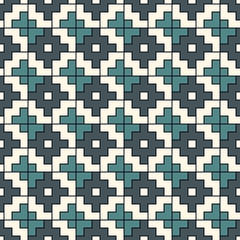 Chakana inca crosses seamless pattern. Ethnic embroidery print. Ornamental folk wallpaper. Native american ornament