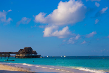 Beach resort at the morning.  Village Kendwa. Zanzibar island.