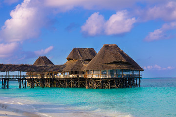 Beach resort at the morning.  Village Kendwa. Zanzibar island.