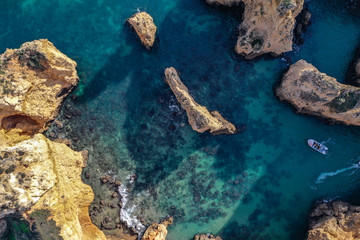 Fototapeta premium Aerial view of Ponta da Piedade in Algarve in Portugal