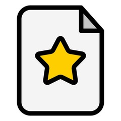 Favorite file page icon. Document with star sign illustration. Bookmarked doc page symbol.