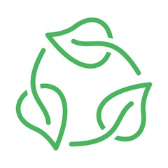 Green recycle leaves icon in flat style.