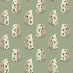 Seamless blue cheese pattern on gray background