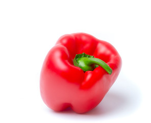 Close-Up Of Red Bell Pepper Against White Background