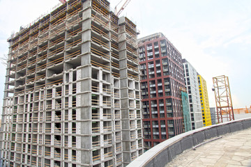 Construction, building, apartment and office center.