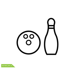 Pin bowling icon vector logo design template