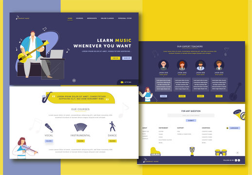 Online Music Learning Website Layout