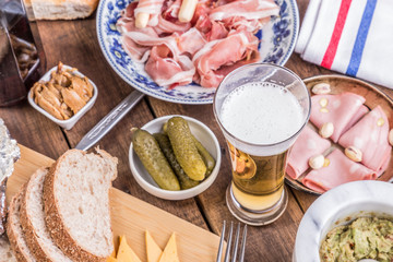 great variety of cold regional cheeses and meats