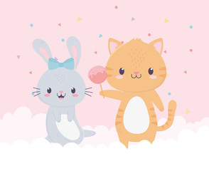 happy birthday tiger and rabbit celebration decoration