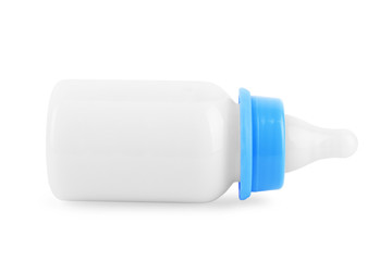 Isolated baby bottle with milk on white background